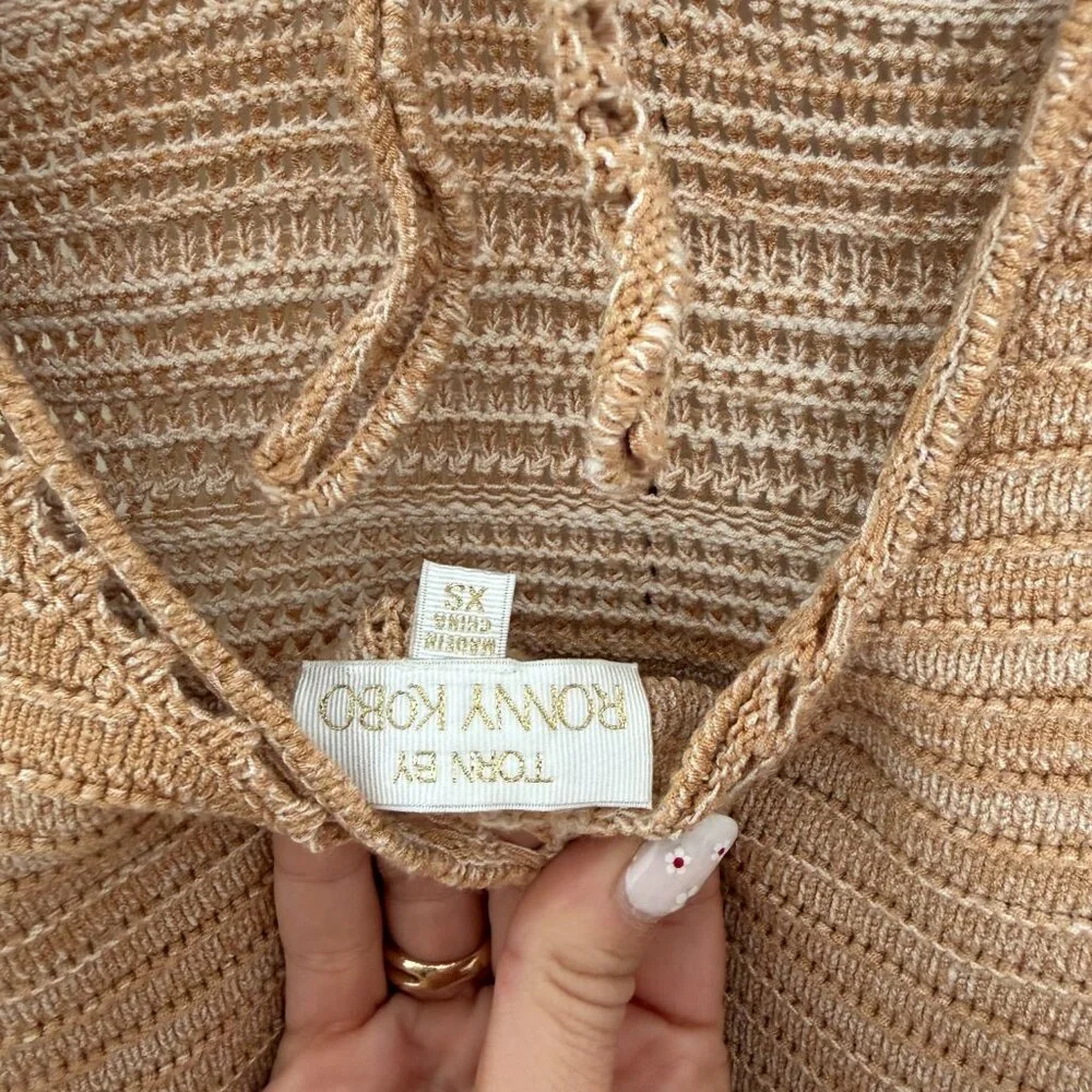 Beige Crochet Knit Backless Maxi Dress - Picture 5 of 8